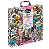 Timeless Creations Neon Coloring Case: All-in-One Creative Studio for Artistic Expression! set in a colorful, illustrated carrying case featuring 24 markers, coloring books, and more for ages 6+.