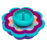 A Shimmer 'n Sparkle 2 in 1 Spin & Bead Bracelet Studio with a central turquoise knob and a rainbow swirl pattern on a purple base.