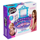 Box of Cra-Z-Art Shimmer 'n Sparkle Real Ultimate Make Up Designer kit showing makeup palette, mirror, and applicators. For ages 8+. Includes 40 makeup colors and tools for cheeks, eyes, and lips.