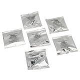Six silver packets of the Snoopy Snow Cone Maker Refill Kit including fruit punch, cherry, orange, grape, lemon-lime, and strawberry are displayed on a white background.