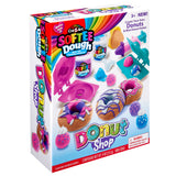 Box of Softee Dough Donut Shop Medium box, featuring tools and pastel-colored dough for creating toy donuts and donut holes. For ages 3 and up.