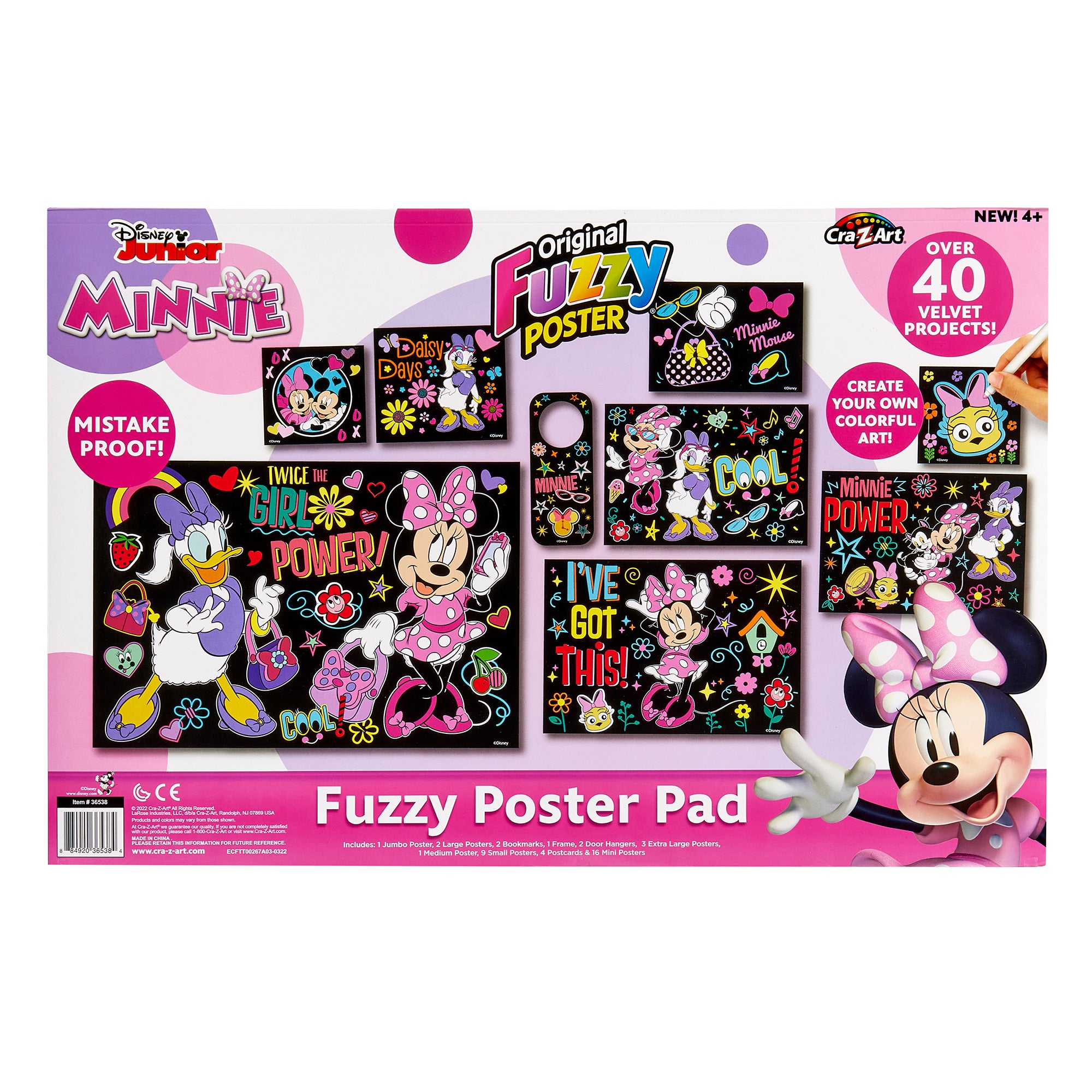 Cra-Z-Art Disney Minnie Mouse Fuzzy Poster Jumbo Pad, 40+ Velvet Color