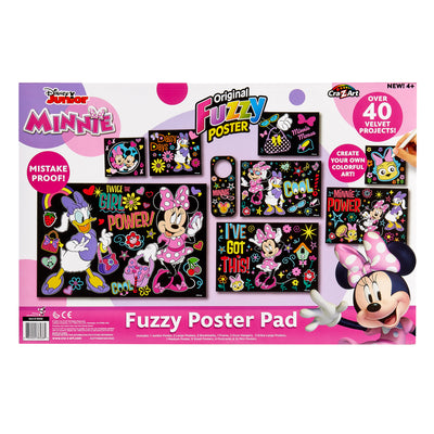 A colorful Disney Minnie Fuzzy Poster Jumbo Pad featuring over 40 velvet projects. The kit includes posters with various Minnie Mouse designs and phrases like "Power!" and "I've got this!.