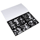 Open the Disney Minnie Fuzzy Poster Jumbo Pad featuring black and white designs with cartoon characters, hearts, stars, and motivational phrases like "I've Got This!" and "Smile.
