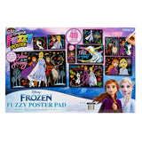 Box of Disney Frozen 2 Fuzzy Poster Jumbo Pad featuring various "Frozen" themed coloring posters and markers. Includes over 40 projects, showcasing Anna, Elsa, and Olaf characters.