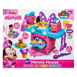 Box packaging of a Disney Minnie Softee Dough Color Change Kitchen toy set, featuring vibrant colors and toy kitchen accessories for children aged 3 and above.