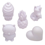 Five Shimmer 'n Sparkle 3 D Crystal Gem Creations: an ice cream cone, a pine cone, a unicorn, an owl, and a heart placed against a plain background.