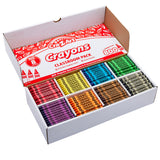 A classroom pack of Cra-Z-Art Crayon 8 color 800 Count containing 800 crayons in 8 assorted colors, neatly organized in a white box with dividers.