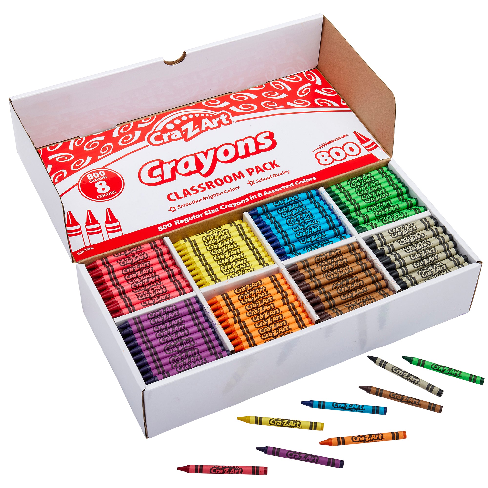 Calamante Crest & ACT1 Lサイズセット Cra-Z-Art Crayons Bulk Classroom Pack – 800 Count, 8 Colors, School Su
