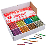 A Cra-Z-Art Crayon 8 color 800 Count with 800 crayons in 8 assorted colors, displayed inside an open cardboard box with some crayons scattered around the box.