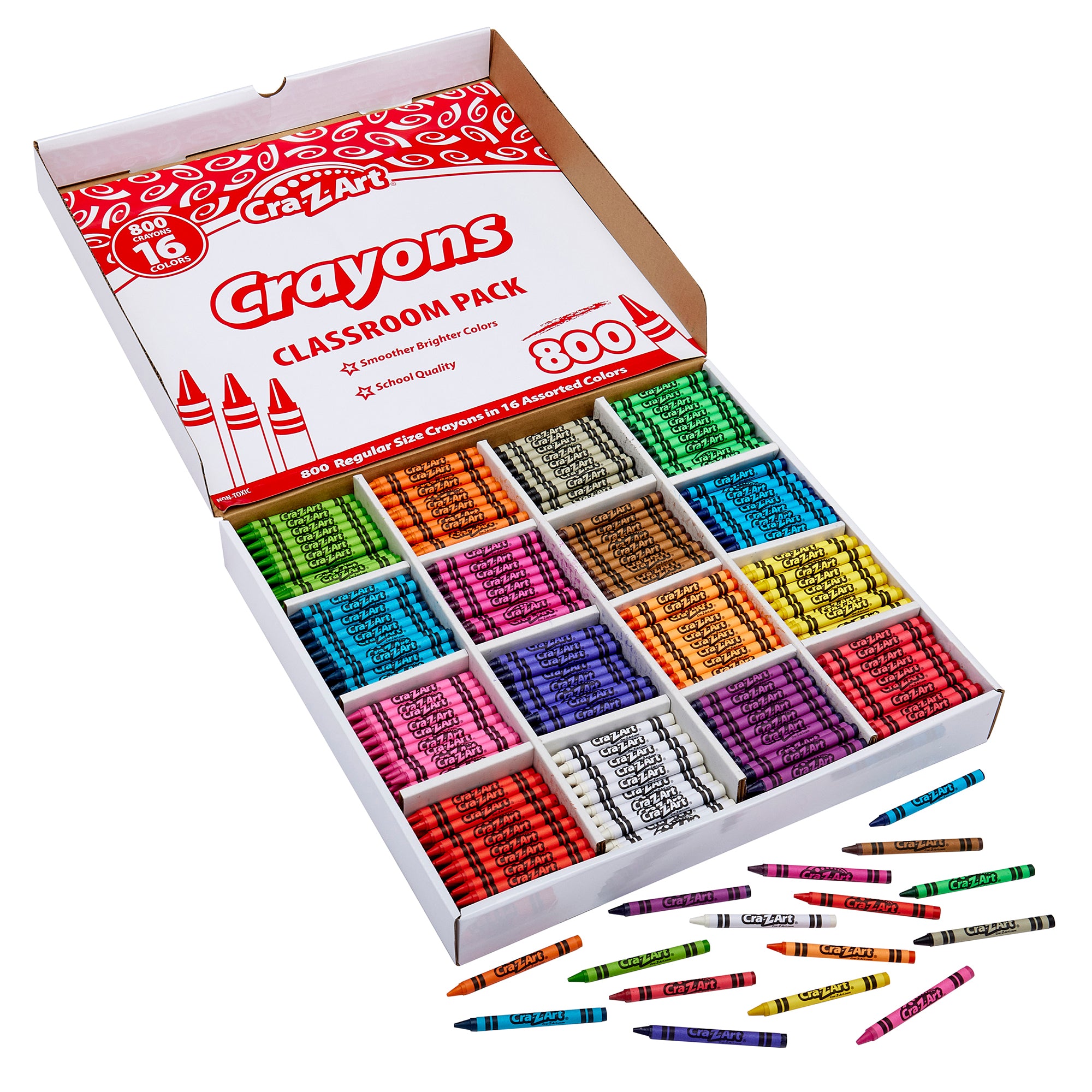 Cra-Z-Art Crayons Classroom Pack, 800 Count – 16 Assorted Colors, Bulk