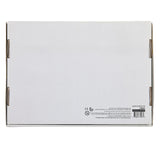 The image shows the back view of a plain white cardboard box with some product information and symbols printed near the bottom right corner of Cra-Z-Art Washable Markers 10 Color Fine 200 Count.