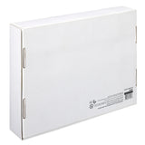 A white rectangular cardboard box with some text, symbols, and a barcode printed on the lower right corner. The Cra-Z-Art Washable Markers 10 Color Fine 200 Count box has folded flaps on the edges.