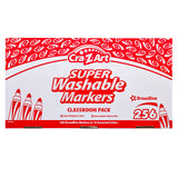 Packaging for Cra-Z-Art Washable Markers Broadline 16 color 256 Count. The box features red and white graphics with marker illustrations.
