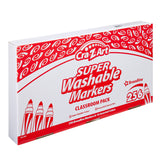 A box of Cra-Z-Art Washable Markers Broadline 16 color 256 Count, containing 256 broadline markers in 16 assorted colors. Box is white with red design and text.