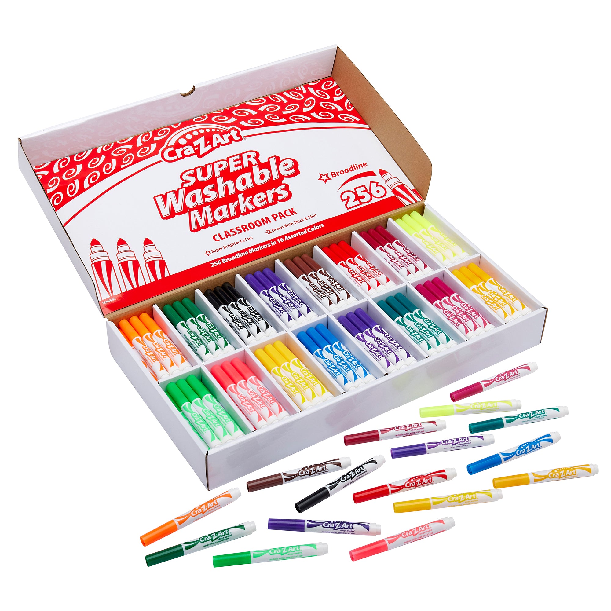 Cra-Z-Art Washable Broadline Markers Class Pack – 256 Count, 16 Colors