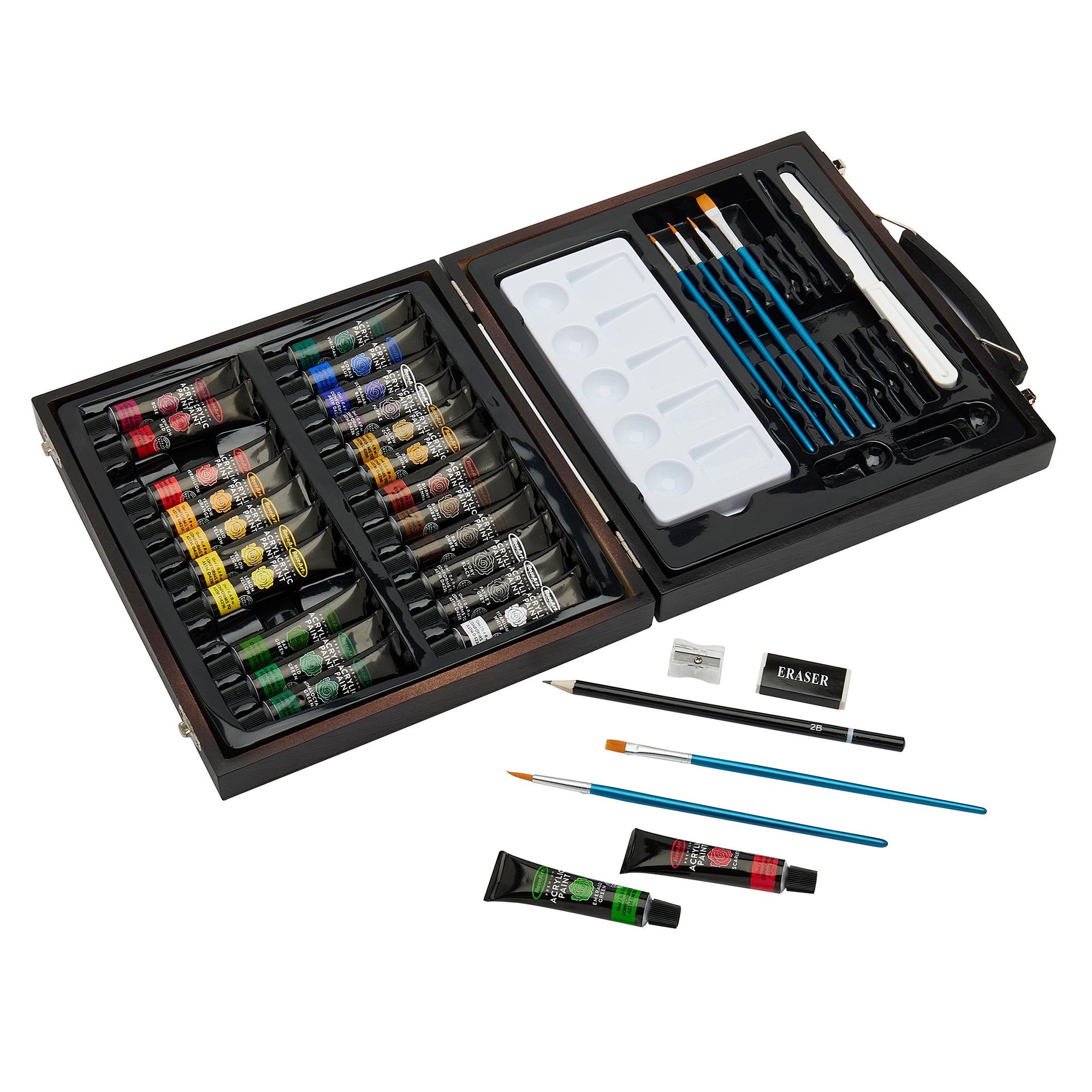 RoseArt Acrylic Paint Set 36pc Wooden Case Art Kit – Cra-Z-Art