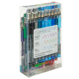 A set of Scribble Stuff 30 Count Scented Gel Pens Blooming Florals in various colors, neatly arranged in a clear plastic case. The case has a label listing scent and color names.