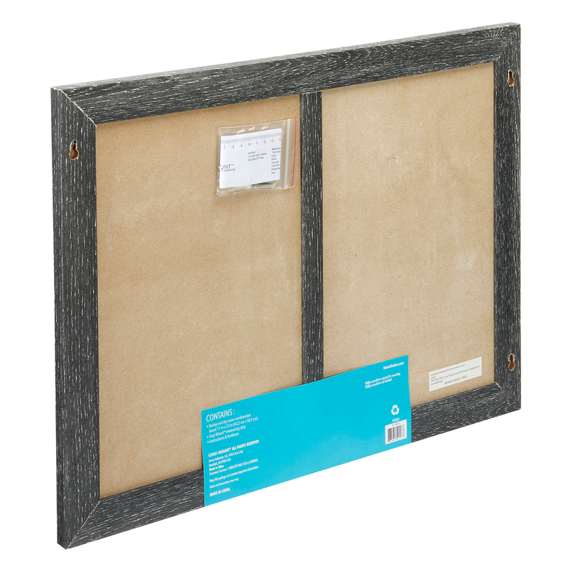 A Board Dudes Combo Board Distressed Wood 17x23 INCH with two compartments, viewed from the back. It has a small label and a packing slip attached.