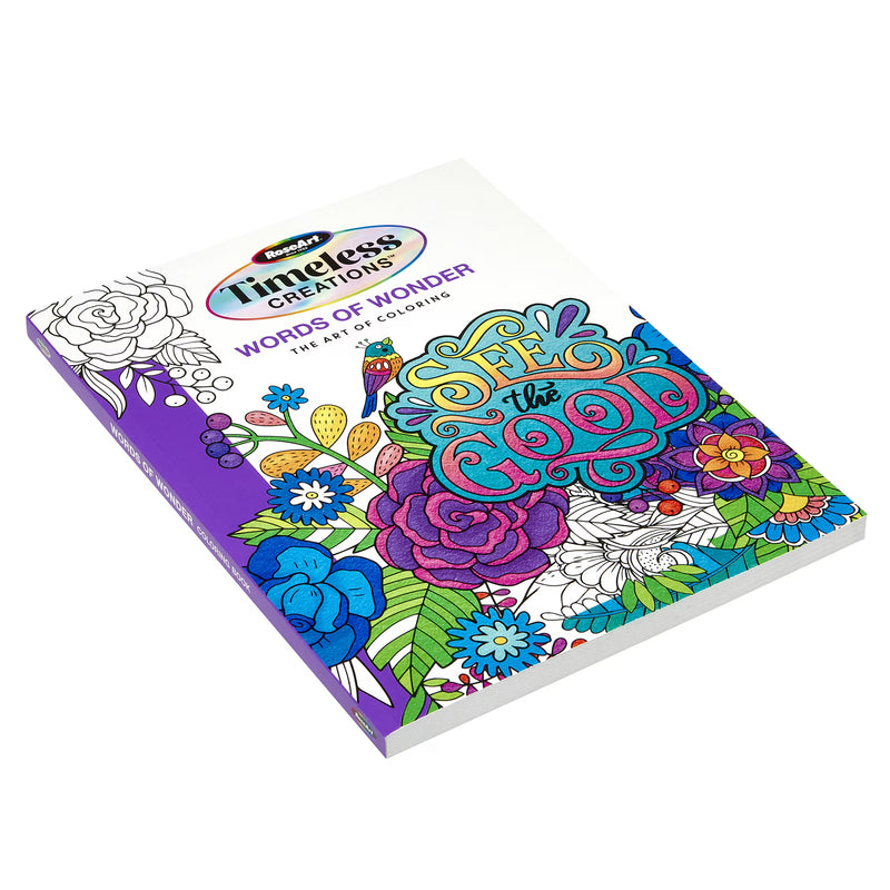Cra-Z-Art Timeless Creations Words of Wonder Inspirational Adult Coloring Book, 64 Designs