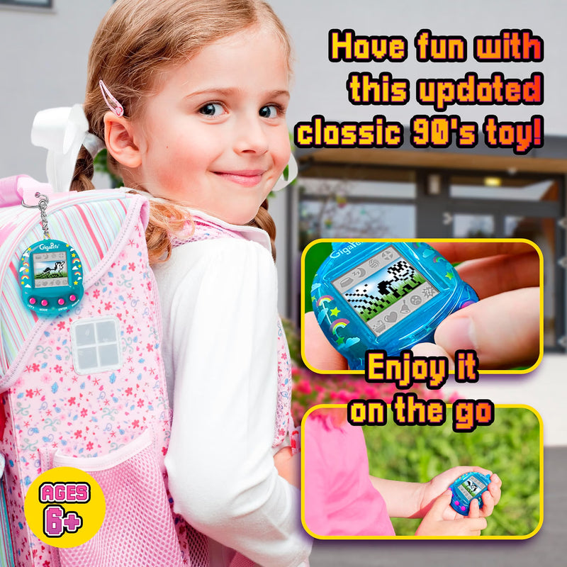 Giga Pets Unicorn Interactive Virtual Pet Keychain Toy, Ages 5+