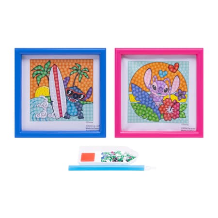 Cra-Z-Art Disney Stitch Diamond Art Jewel By Number Kit, 2 Framed Designs, Ages 8+