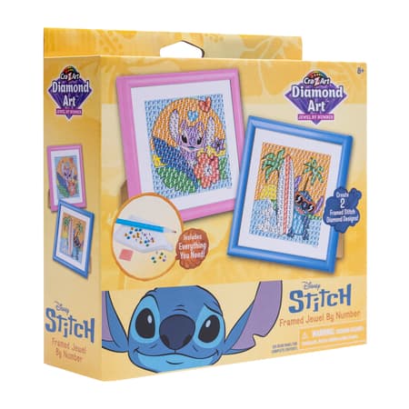 Cra-Z-Art Disney Stitch Diamond Art Jewel By Number Kit, 2 Framed Designs, Ages 8+