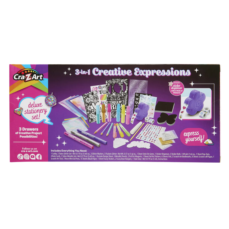 Cra-Z-Art 3-in-1 Creative Expressions Deluxe Stationery & Craft Set, Ages 8+