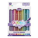Cra-Z-Art Glitter Magic Liquid Glitter Markers, 12 Colors, Quick-Drying