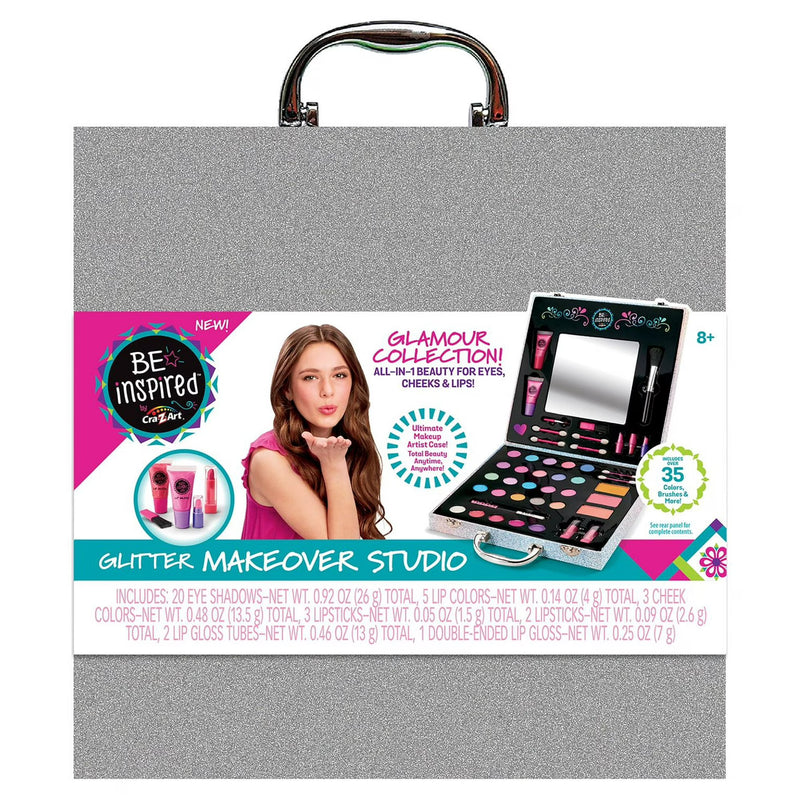 Be Inspired Glitter Makeover Studio Kids Makeup Set with Case, 35+ Colors, Ages 8+