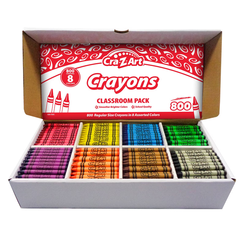 Cra-Z-Art Crayons, paquet économique pour la classe – 800 unités, 8 couleurs, fournitures scolaires