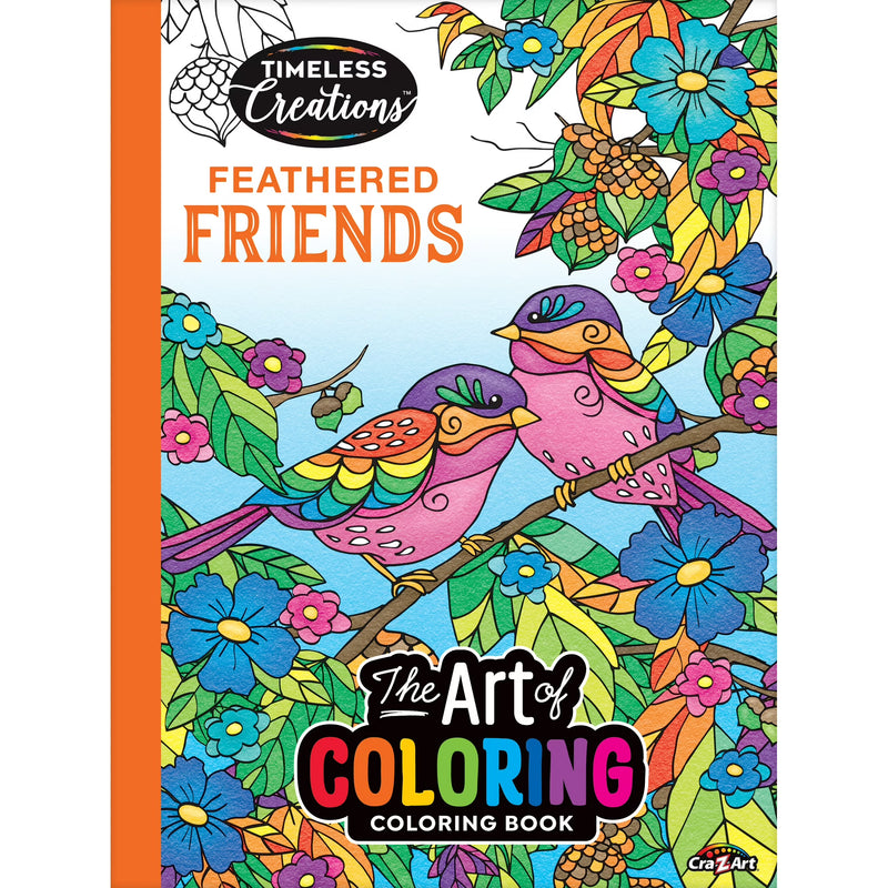 Cra-Z-Art Timeless Creations Feathered Friends Bird Adult Coloring Book, 64 Designs