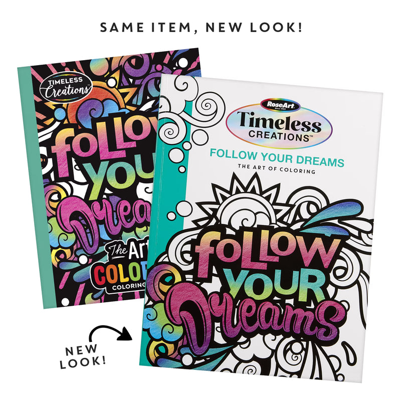 Cra-Z-Art Timeless Creations Follow Your Dreams Adult Coloring Book, 64 Inspirational Designs