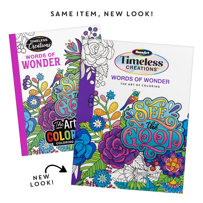 Cra-Z-Art Timeless Creations Words of Wonder Inspirational Adult Coloring Book, 64 Designs