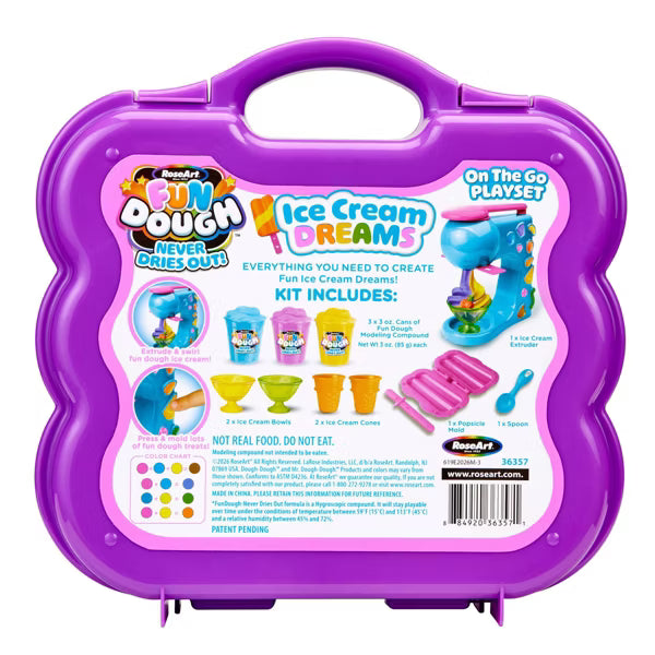 RoseArt Fun Dough Ice Cream Dreams On The Go Playset | Non-Toxic Modeling Clay Toy (Ages 3+)