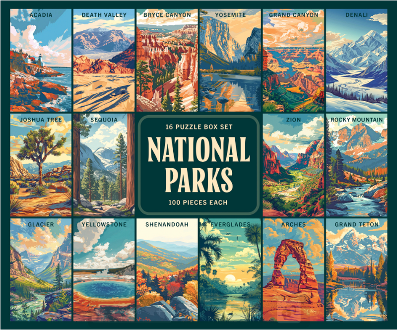 RoseArt-National Parks 16 x 100-Piece Jigsaw Puzzle Gift Set