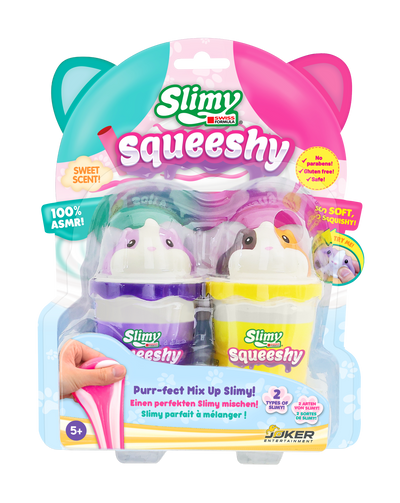 Vasos de slime perfumado viscosos, dulces, suaves y blanditos (paquete de 2) - Slime suave y elástico con toppers de animales blanditos