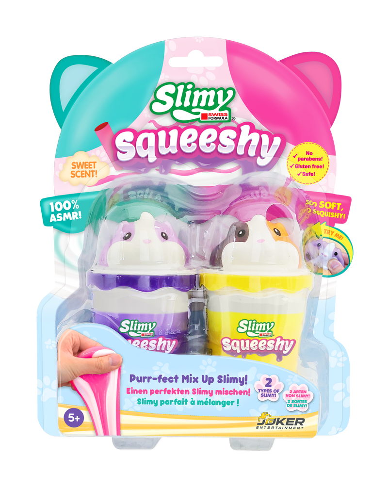 Slimy Sweet Soft & Squeeshy Scented Slime Cups (2-Pack) – Soft Stretchy Slime with Squishy Animal Toppers