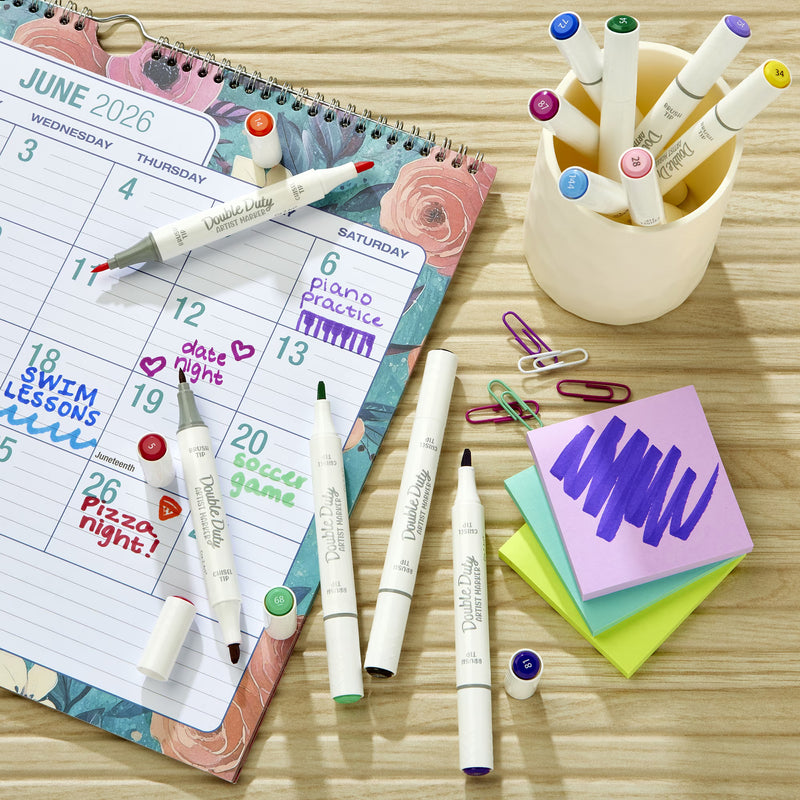 Cra-Z-Art Double Duty 12-Count Dual-Tip Alcohol Markers, Brush & Chisel Tips
