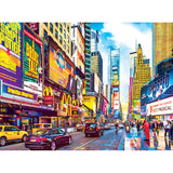 Brightly lit Times Square with numerous billboards, yellow taxis, and pedestrians. Various advertisements for musicals, films, and branded stores are prominently displayed on the RoseArt - Kodak Premium - Times Square & 7th Avenue, Manhattan, NY - 1000 Piece Jigsaw Puzzle.