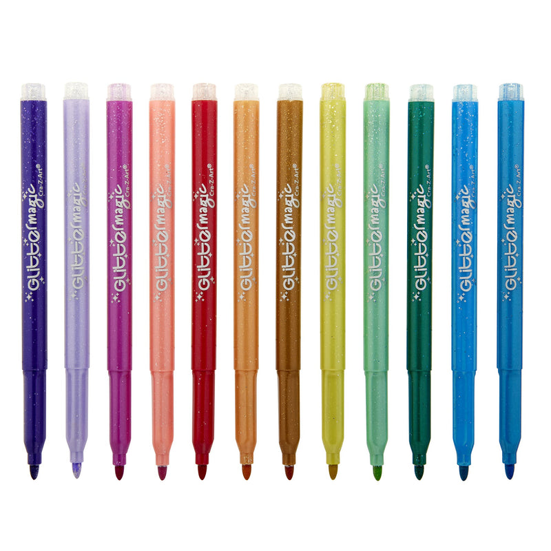 Cra-Z-Art Glitter Magic Liquid Glitter Markers, 12 Colors, Quick-Drying
