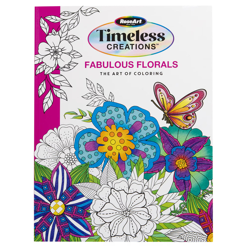Cra-Z-Art Timeless Creations Fabulous Florals Adult Coloring Book, 64 Floral Designs