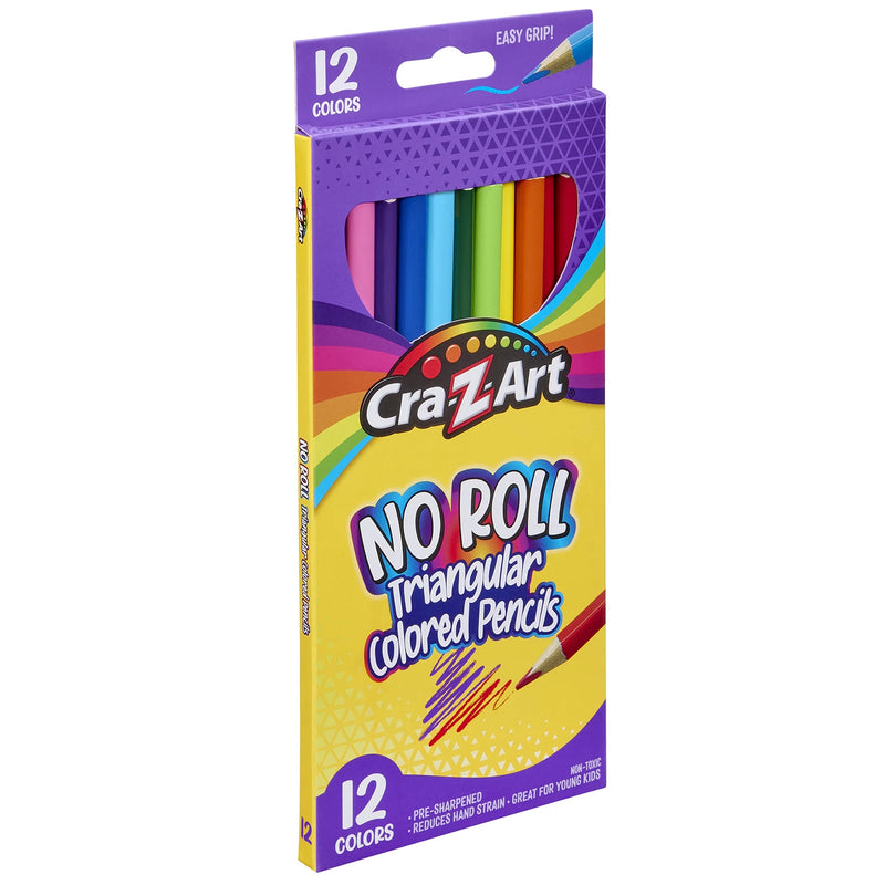 Cra-Z-Art Triangular Colored Pencils, 12 Vibrant Colors, Pre-Sharpened, Ages 3+