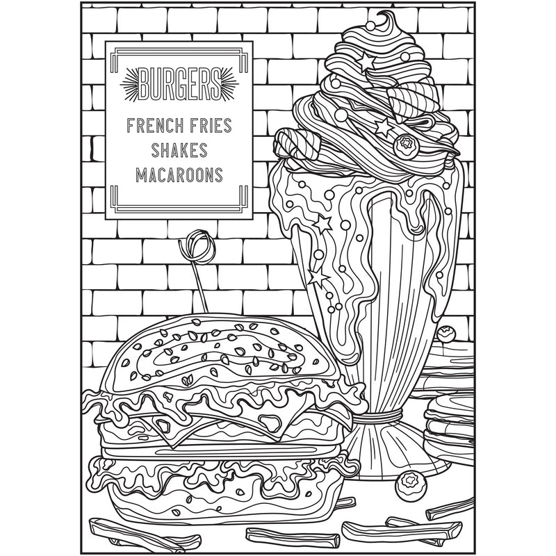 Cra-Z-Art Timeless Creations Sweet & Savory Food Adult Coloring Book, 64 Designs