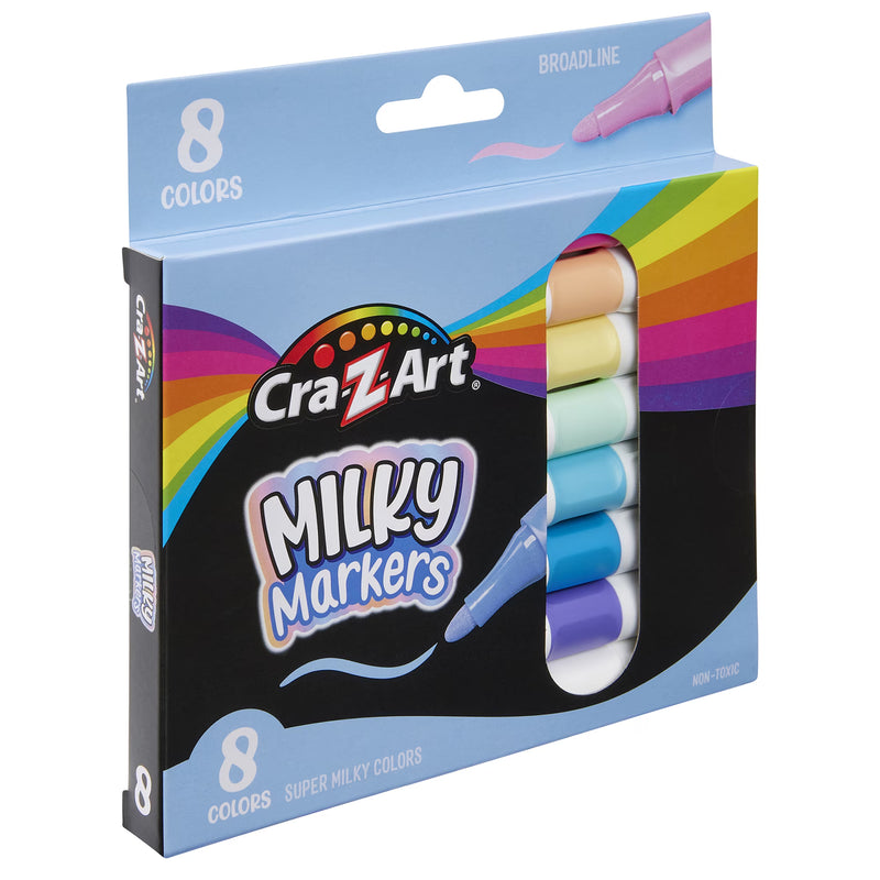 Cra-Z-Art Milky Broad Line Markers, 8 Pastel Colors, Ages 3+