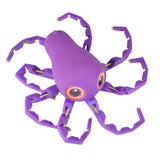 Meet ROBO-X Octavius The Octopus, an interactive robotic toy with a purple body, large eyes, and jointed segmented legs—ideal for imaginative play on any white background.