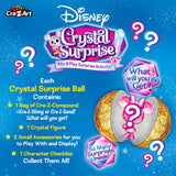 A lively poster themed around Disney highlights the "Disney Crystal Surprise Color Change Ball," featuring exciting elements such as Cra-Z-Compound, a crystal figure, and various accessories. With its vibrant graphics and tantalizing question marks, it offers an enchanting invitation to uncover the magic inside.